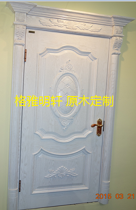 陕西原木门厂家格雅明轩美国红橡原木门实景