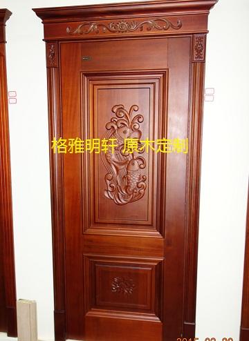 陕西原木门厂家格雅明轩白橡原木门实景
