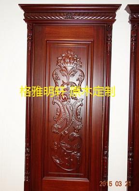 西安花梨木原木门厂家格雅明轩花梨木原木门实景